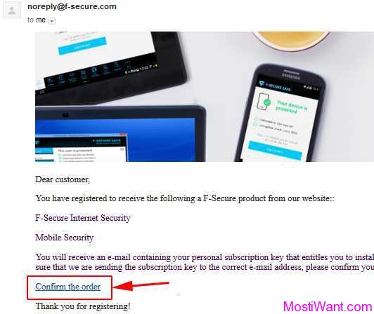 F secure serial key for mobile